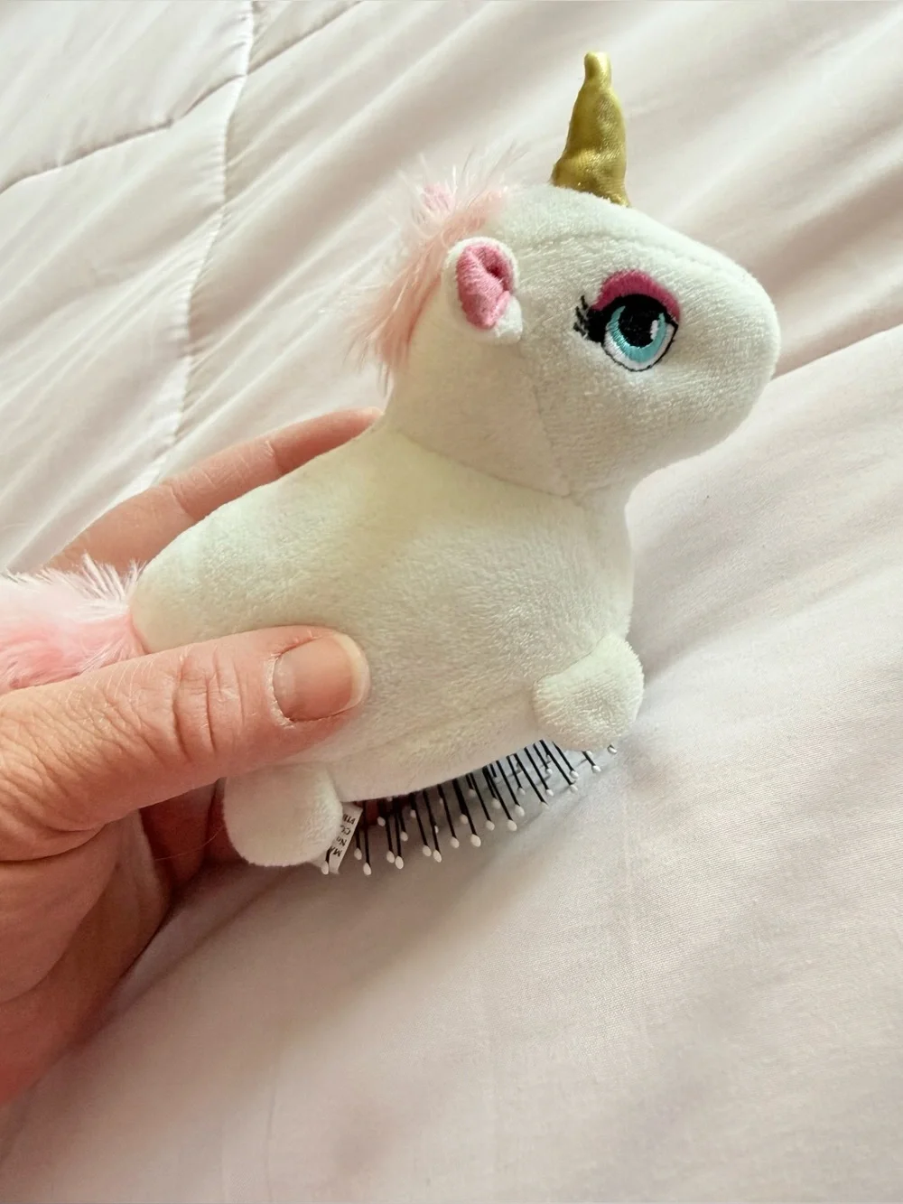 🦄 Cute Plush White Unicorn Small Bristle Hair Brush 🦄
